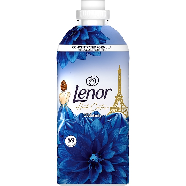 Balsam de rufe Lenor Haute Couture – L’Éclatante, parfum floral puternic, vibrant, 59 spalari, 1239 ml