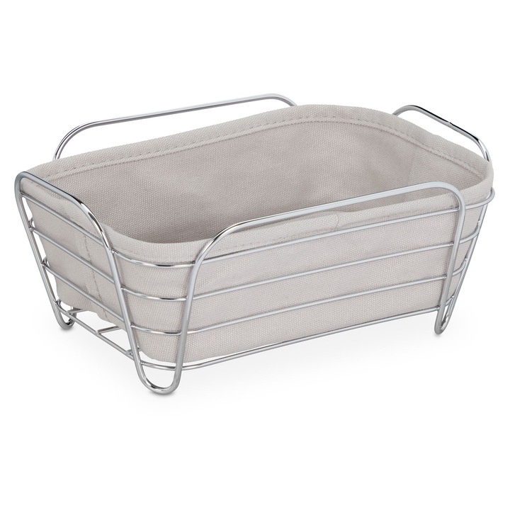 Cos pentru paine Relaxdays, Cu servet textil, 23, 5 x 17 x 10 cm, Oval, Fier, Argintiu/Gri