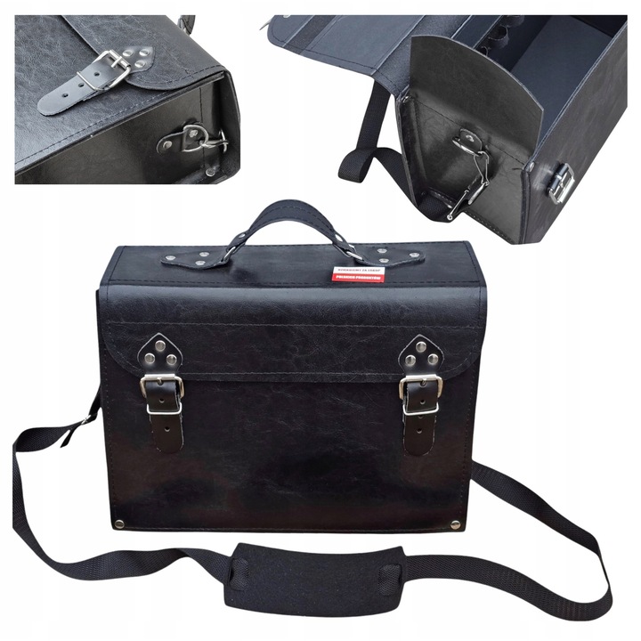 Professzionális műbőr szerszámtáska, 8 belső tartóval, 38x16x26cm