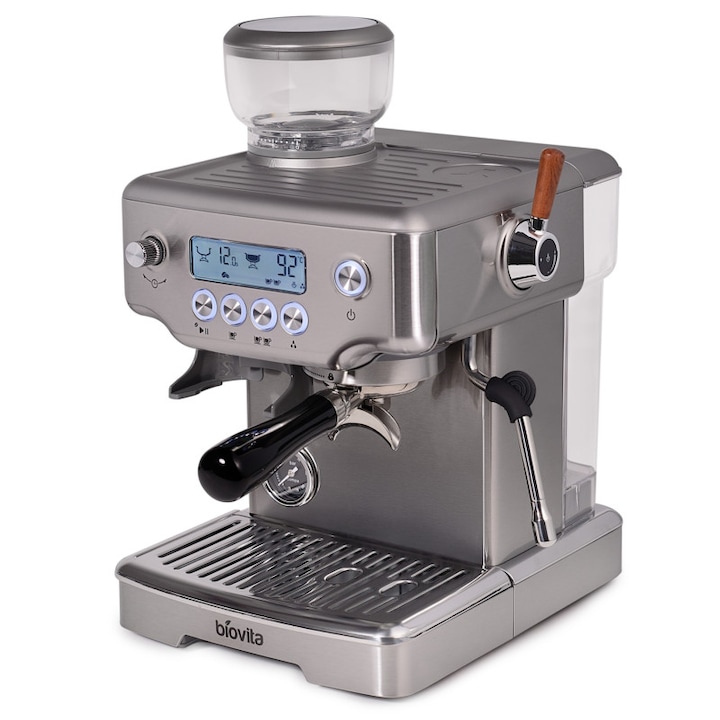 Espressor Biovita AVANTI, 2350W, Rasnita Incorporata, 15 Bari, Rezervor 2.1L, Afisaj Digital