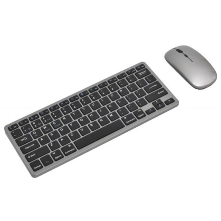 Tastatura wireless bilingva engleza-thailandeza, ultra-subtire, alba-silver, portabila