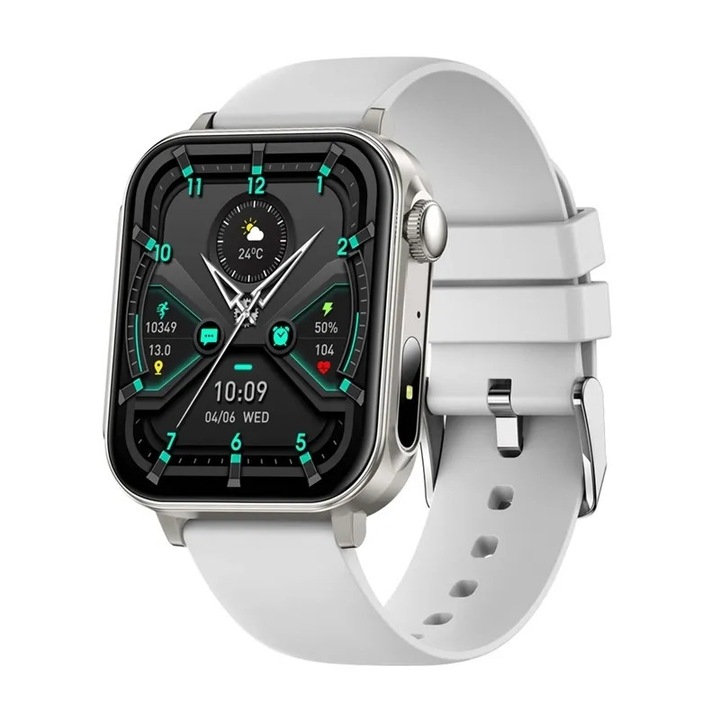 Смарт часовник Colmi P80, 1.83" дисплей, Bluetooth, сребрист, силиконова каишка