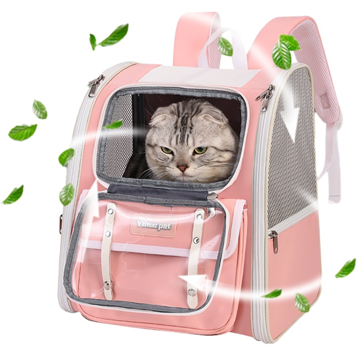 Раница за транспортиране на домашни любимци, Подходяща за котки и кучета, розова, 32*26*38 см