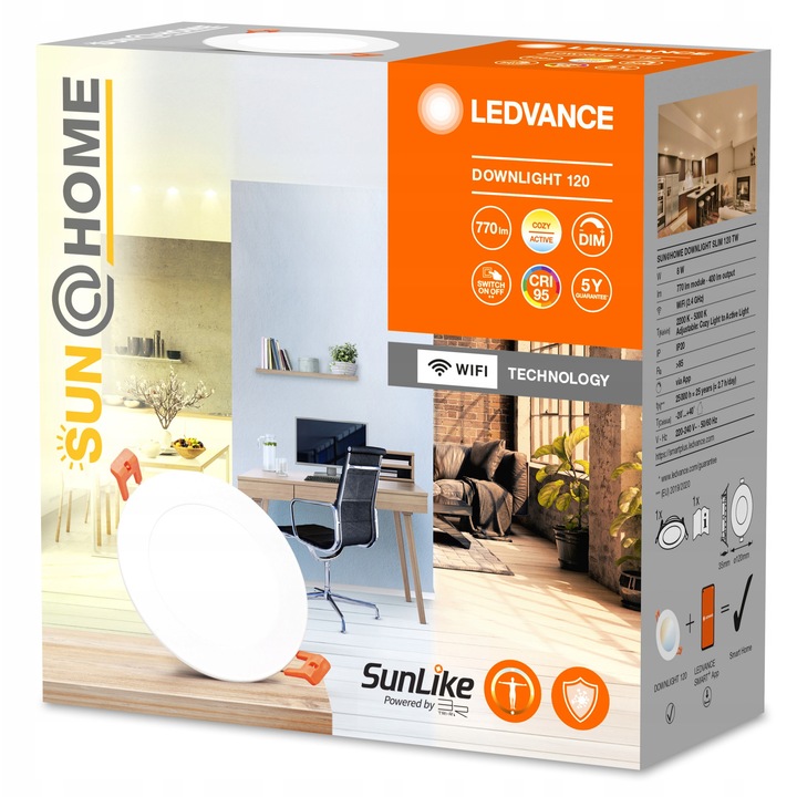 Spot LED subtire SUN@HOME LEDVANCE 120mm, Alb, 8W, 2200-5000K