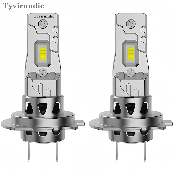 LED крушки H7 Tyvirundic, 6000K, комплект 2 броя, мини размер, безжичен дизайн, сив и сребрист