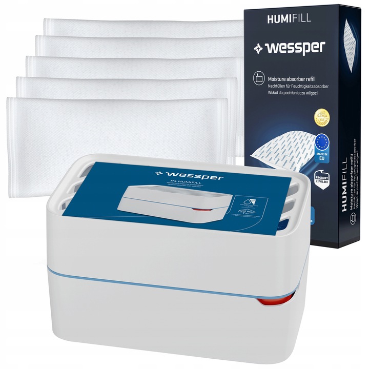 Dezumidificator Wessper, 500g, set cu 5 rezerve, indicator nivel umplere, fără alimentare electrică