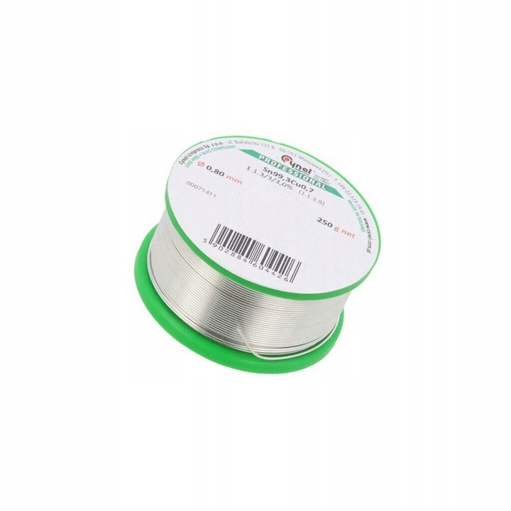 Fludor Cynel Sn99.3Cu0.7 0.80mm cu flux 3%, 250g