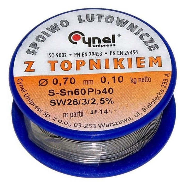 Fludor Cynel 2.0 mm, 100 g, pentru pistol de lipit, Sn60Pb, fabricat în Polonia