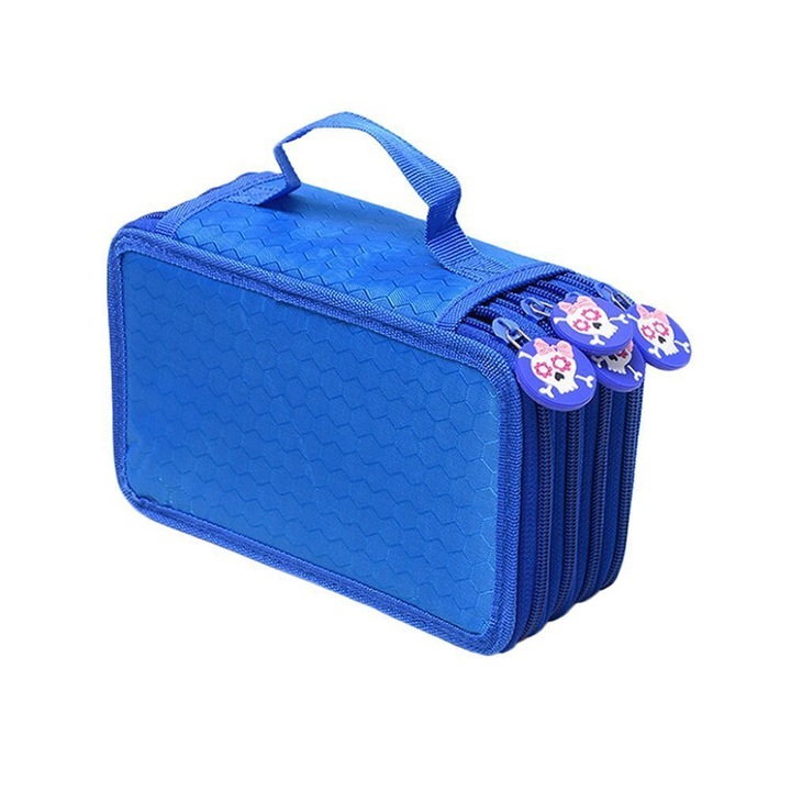 ORBER Penar cu maner, 4 straturi de depozitare, 72 compartimente, impermeabil, rezistent la socuri si caderi, detasabil, tesatura oxford, 20x12, 5x8cm, Albastru