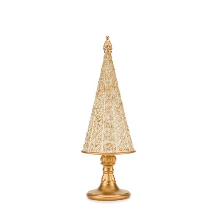 Brad de Crăciun Fade Magic wood, 32 cm, Polirășină, Crem