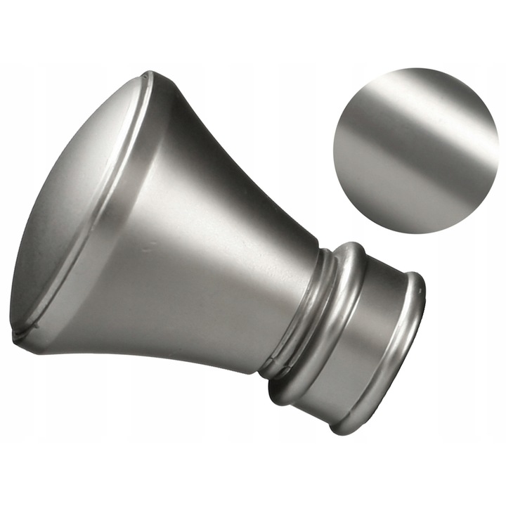 Capat decorativ pentru galerie de perdele, Decorative, model Liberty, satin nichel, 19 mm, 5 cm