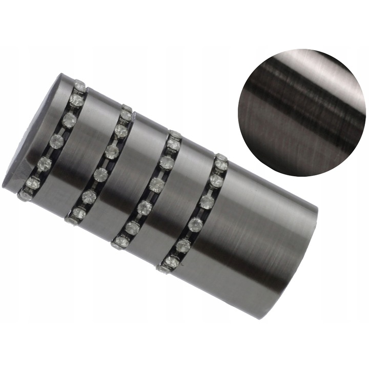 Capat Decorativ Karnis Centaur, 25mm, Antracit, Metal si Cristal, 6, 5cm