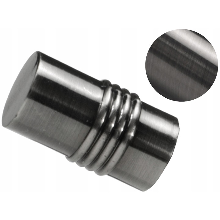 Capat decorativ cilindric, Decorative, antracit, metal, 19mm, 4, 5cm