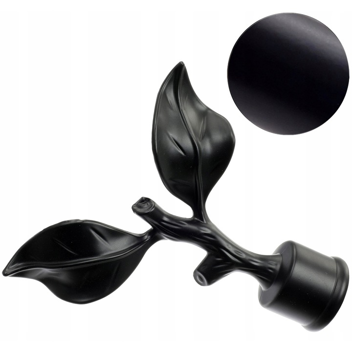 Capac ornamental "Frunza de Trandafir", Decorative, 25mm, negru mat, metal