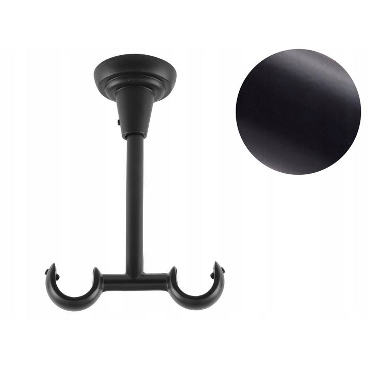 Suport dublu tavan Decorative, negru mat, 19x19mm, lungime 12, 5cm