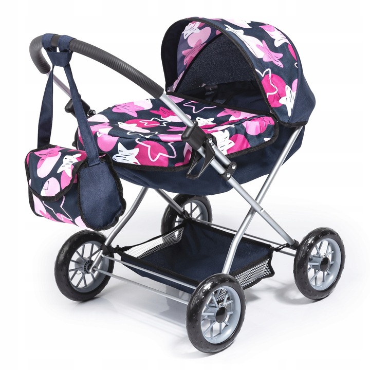 Carucior pentru papusi Bayer, elegant 9 in 1, inclusa husa pentru picioare, geanta multifunctionala, multicolor, pentru papusi de pana la 46 cm