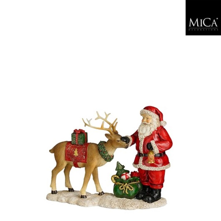 Mikulás figura rénszarvassal 19.5X15CM