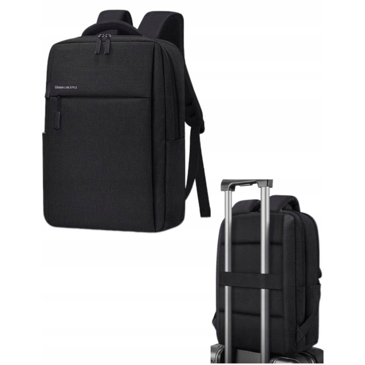 Rucsac mare, negru, compartiment laptop 15.6", impermeabil, dimensiuni 43x31x14cm