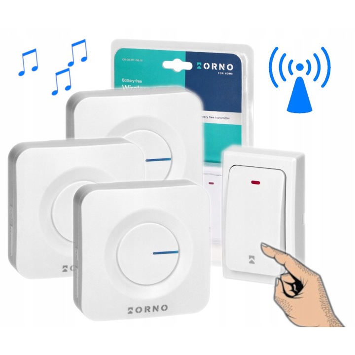 Distantier fără fir Orno ONDO AC, set 2 receptoare, rază de acoperire 200m, 230V