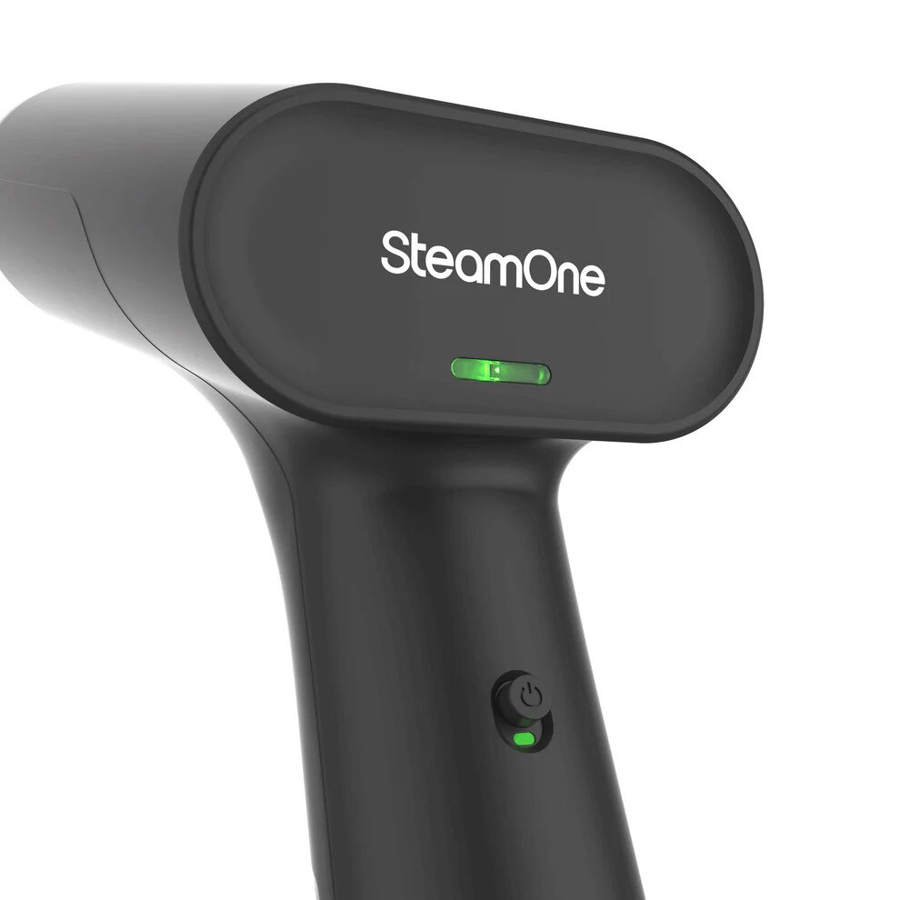 Set aparat de calcat cu aburi si curatat scame SteamOne, Simon + Anti-pilling, 75 ml, debit 30 g/min, incalzire rapida, autonomie, viteza centrifugare 9500 rpm, 3 lame otel inoxidabil, oprire de siguranta, indicator luminos, ideal cadou, 1700 W, negru