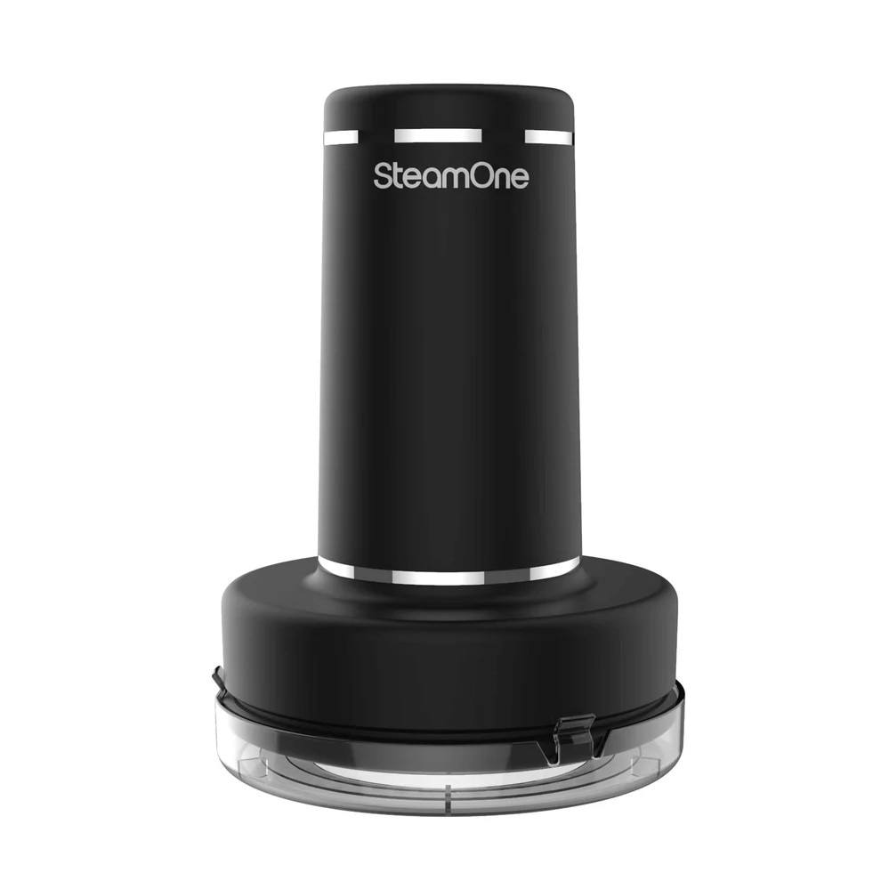 Set aparat de calcat cu aburi si curatat scame SteamOne, Simon + Anti-pilling, 75 ml, debit 30 g/min, incalzire rapida, autonomie, viteza centrifugare 9500 rpm, 3 lame otel inoxidabil, oprire de siguranta, indicator luminos, ideal cadou, 1700 W, negru