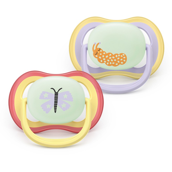 Залъгалки Ultra Air Night Philips AVENT Plant Based 0-6м с декорация гъсеница/пеперуда 2бр/оп