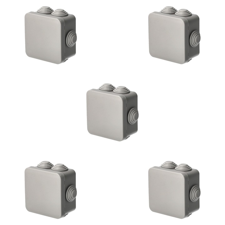 5x Doza de derivare etansa EDO, 6 intrari, gri, 70x70x35mm, IP55