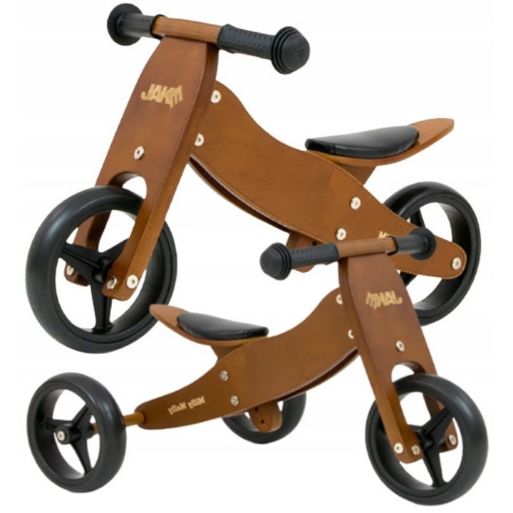 Trotineta echilibru 2 in 1 Milly Mally, maro, tricicleta si bicicleta, 1-4 ani