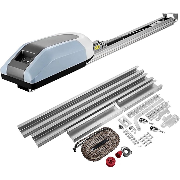 Sistem automatizare usa garaj, 800N, telecomenzi duale, motor silentios, 12 m, alb