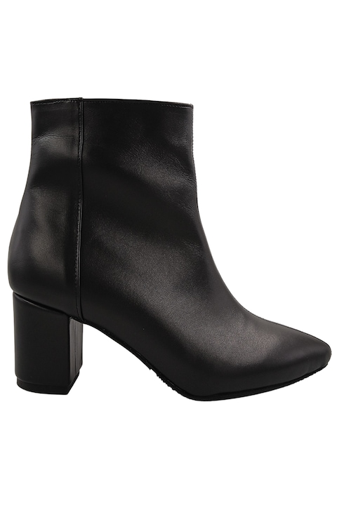 Botine dama piele naturala toc, Negru