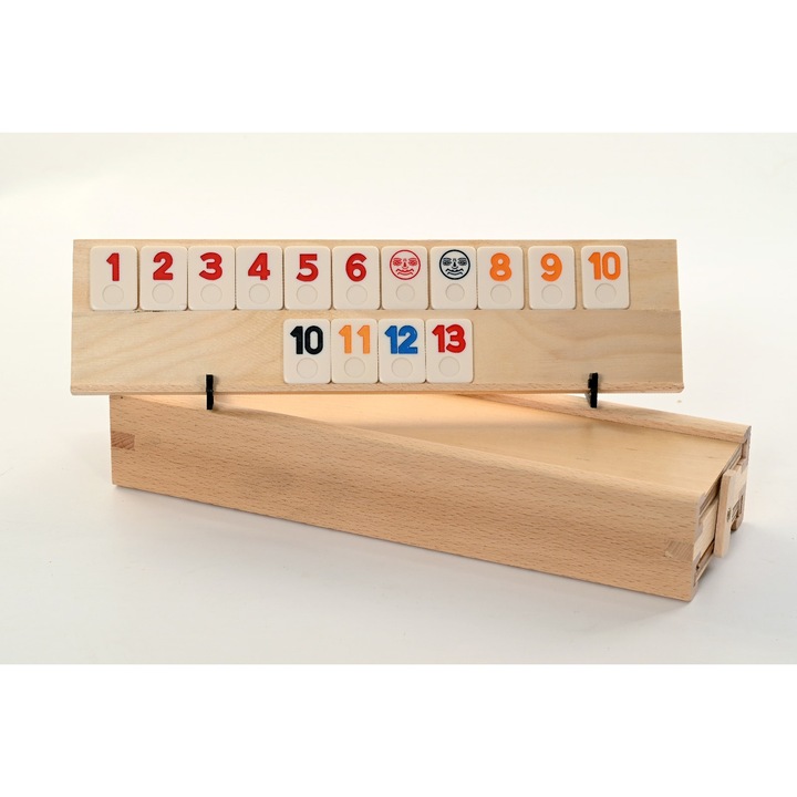 Комплект игра Rummy, 106 части, масивно дърво, вид камък, за семейството