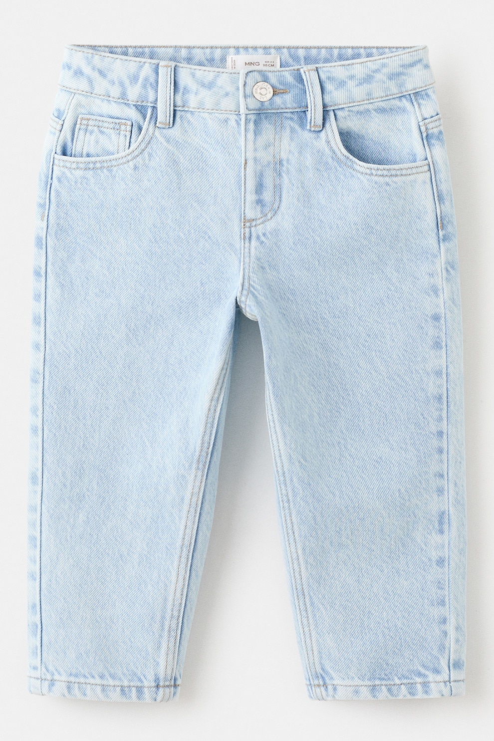 Mango, Blugi relaxed fit cu talie medie, Albastru deschis, 104 CM