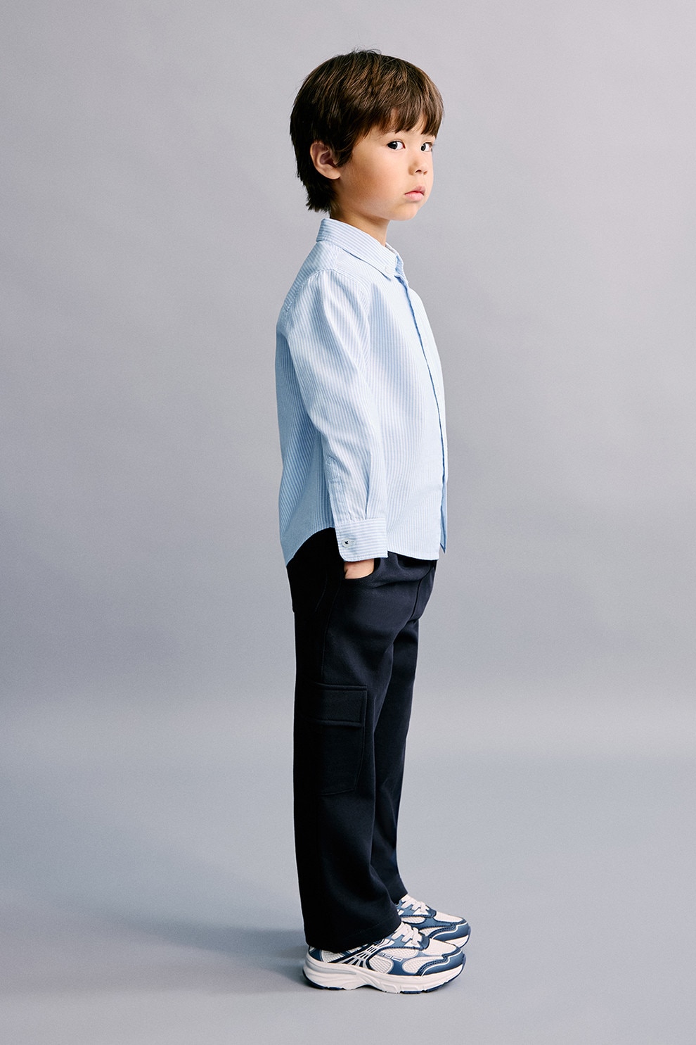 Mango, Pantaloni cargo drepti de trening, Bleumarin, 98 CM
