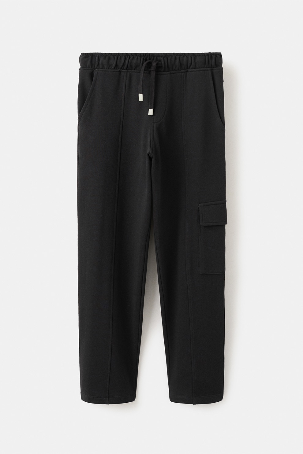 Mango, Pantaloni de trening de bumbac cu buzunar lateral cu clapa, Negru stins, 164 CM