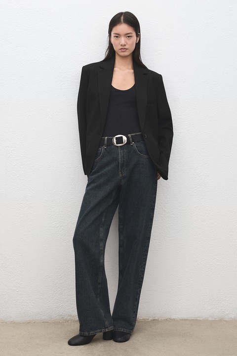 Mango, Sacou uni cu buzunare laterale, Negru