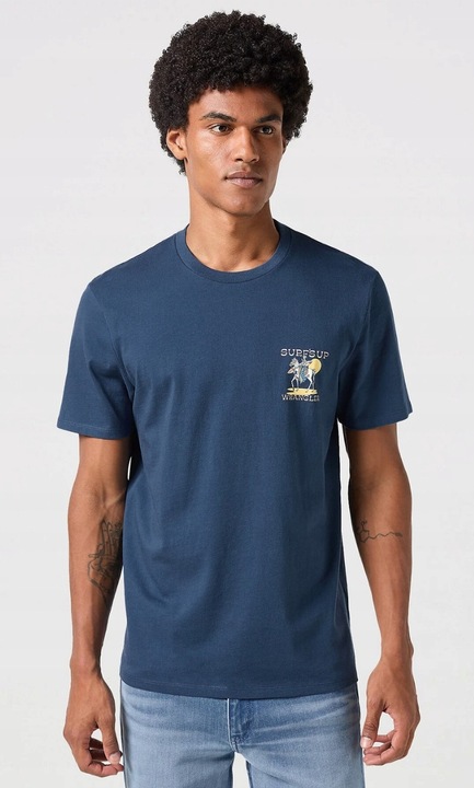 Wrangler GRAPHIC TEE Dark Denim tricou bumbac barbati t-shirt imprimeu