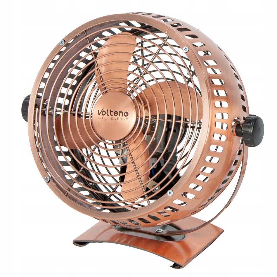 Ventilator de birou Volteno cu design retro, 20W, cupru, 2 trepte
