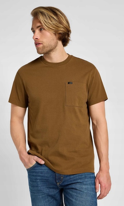 Férfi póló, Lee, túlméretezett, barna, pamut, Barna, S