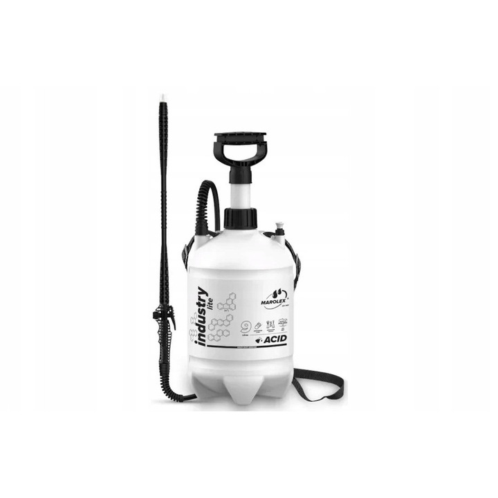 Pulverizator Marolex Industry Lite Acid, 9L, garnituri VITON, presiune 4 bar, lance 120cm
