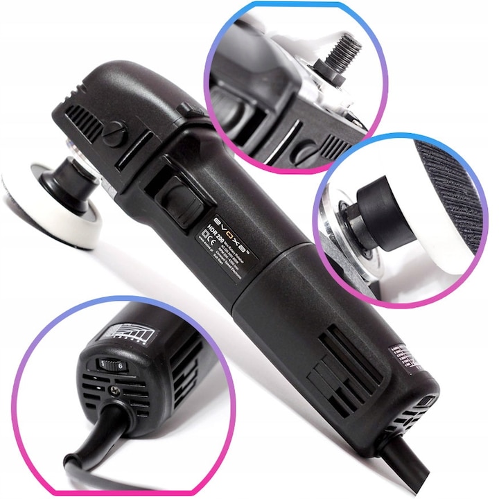 Evoxa HDR200 Rotációs Polírozógép, 850W, 1500-5500 RPM, 1.7 kg