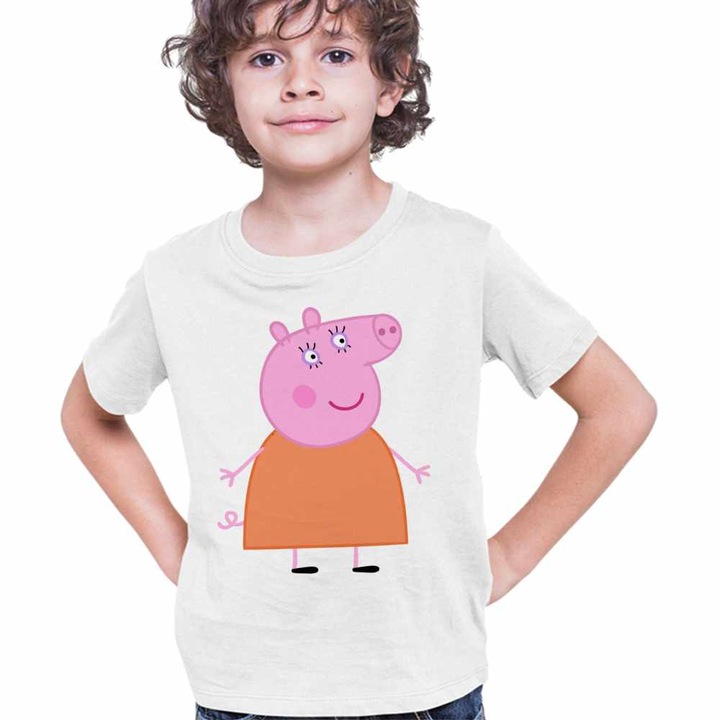 Tricou Copii Baieti Mama Purcelusa Peppa Pig, Fehér