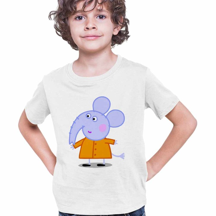 Tricou Copii Baieti Elefantul Edmond Purcelusa Peppa Pig, Fehér
