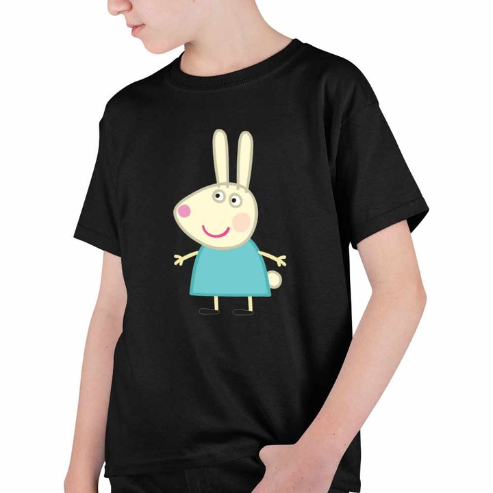 Tricou Copii Baieti Iepurasul Rebecca Purcelusa Peppa Pig, Fekete