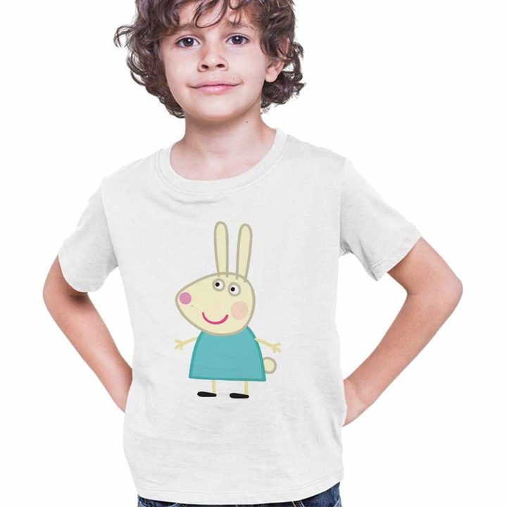Tricou Copii Baieti Iepurasul Rebecca Purcelusa Peppa Pig, Fehér