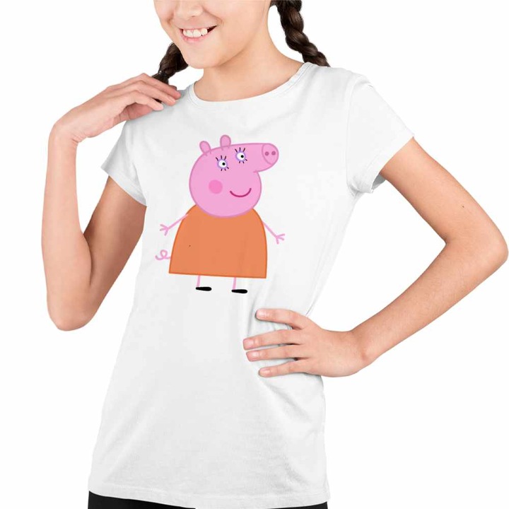 Tricou Copii Fete Mama Purcelusa Peppa Pig, Fehér
