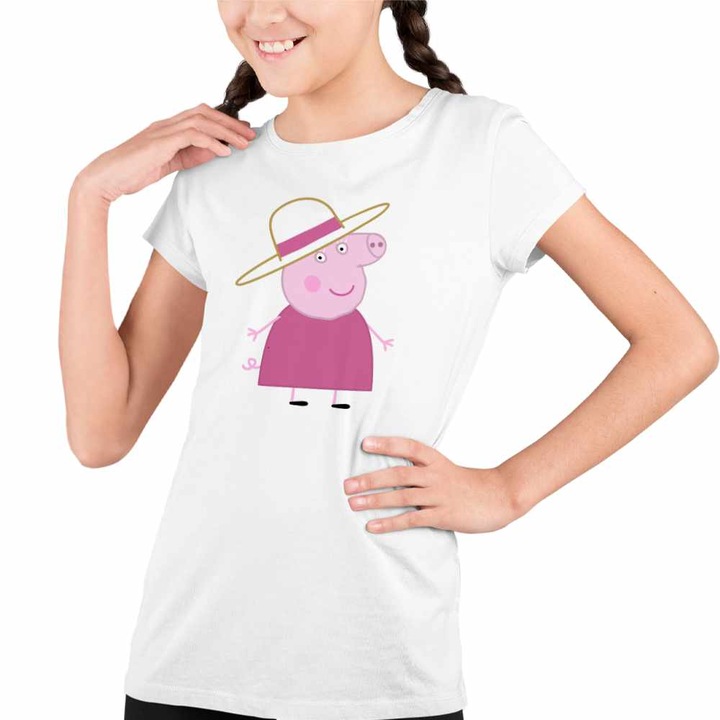 Tricou Copii Fete Bunica Purcelusa Peppa Pig, Fehér