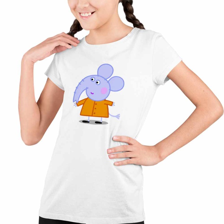 Tricou Copii Fete Elefantul Edmond Purcelusa Peppa Pig, Fehér