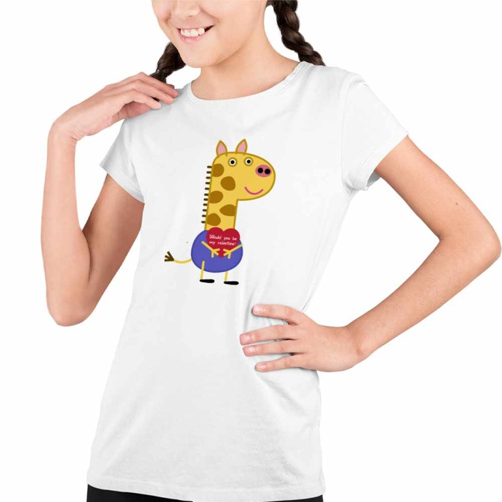 Tricou Copii Fete Girafa Gerald Purcelusa Peppa Pig, Fehér
