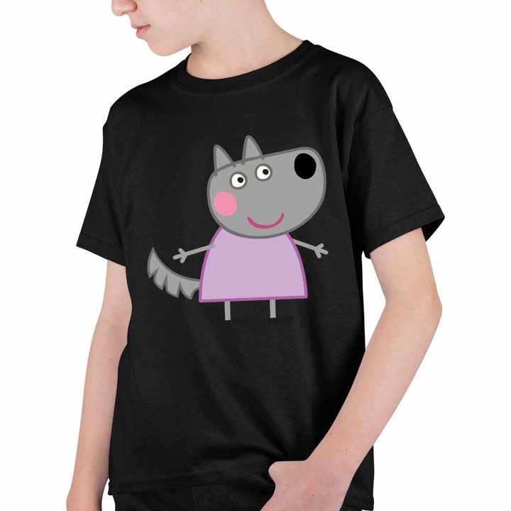 Tricou Copii Baieti Lupoaica Wendy Purcelusa Peppa Pig, Fekete