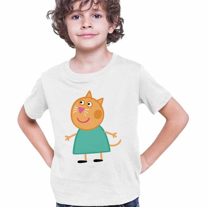Tricou Copii Baieti Pisica Candy Purcelusa Peppa Pig Pepa, Fehér